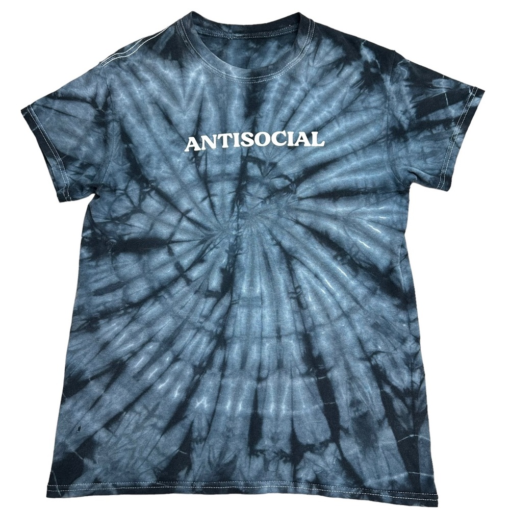 Antisocial Tie Dye Graphic Tee Shirt Size Punk Metal Dark Academia Festival
